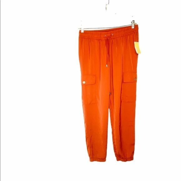 Michael Kors Cargo Jogger Pants Orange Womens Size 12 New With Tags - Picture 8 of 11